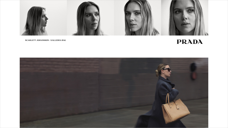 Prada Galleria 2024 Handbag Campaign Featuring Scarlett Johansson advertisement for Spring/Summer 2024