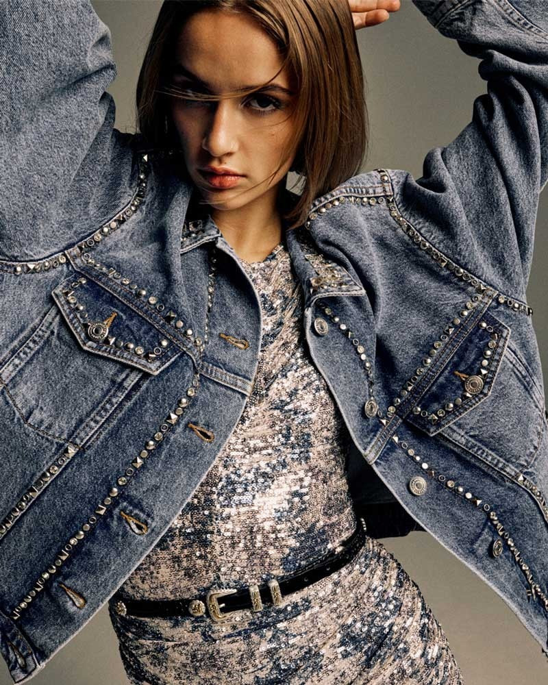 Quinn Elin Mora featured in  the Maje Pop Icons advertisement for Spring/Summer 2023