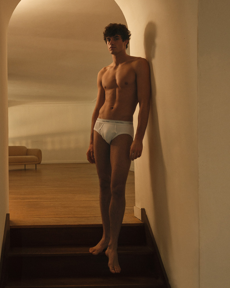 Francesco Ruggiero featured in  the Calvin Klein Calvin Klein Monochromatic Summer 2024 Collection advertisement for Summer 2024