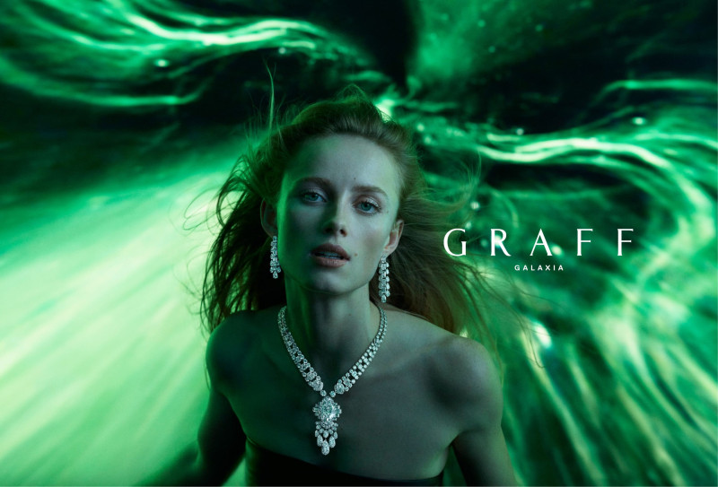 Rianne Van Rompaey featured in  the Graff Diamonds Graff Galaxia High Jewelry 2024 Campaign advertisement for Spring/Summer 2024