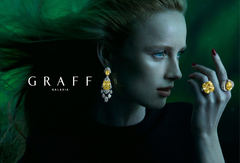 Rianne Van Rompaey featured in  the Graff Diamonds Graff Galaxia High Jewelry 2024 Campaign advertisement for Spring/Summer 2024