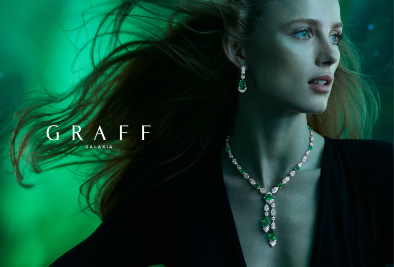 Rianne Van Rompaey featured in  the Graff Diamonds Graff Galaxia High Jewelry 2024 Campaign advertisement for Spring/Summer 2024