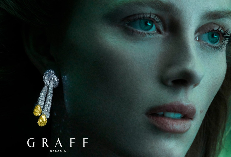 Rianne Van Rompaey featured in  the Graff Diamonds Graff Galaxia High Jewelry 2024 Campaign advertisement for Spring/Summer 2024