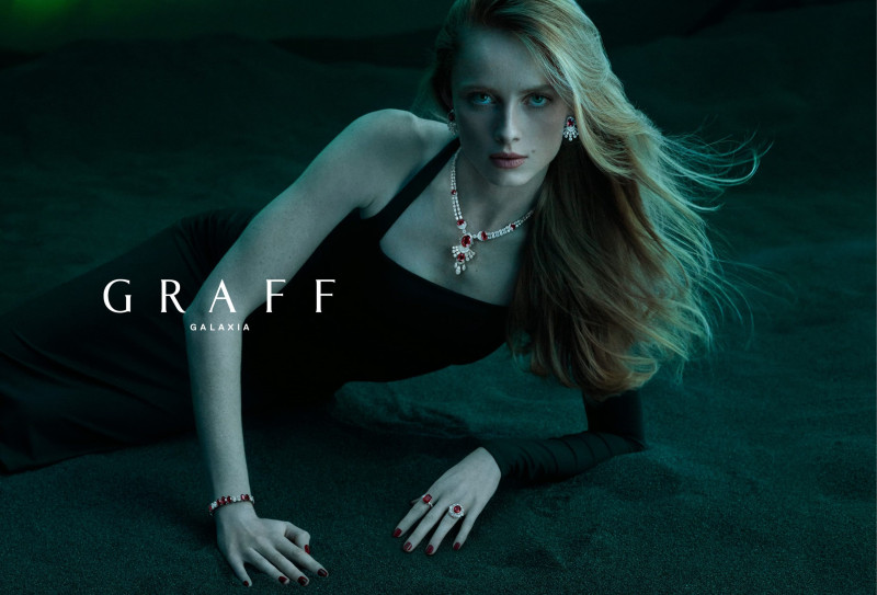 Rianne Van Rompaey featured in  the Graff Diamonds Graff Galaxia High Jewelry 2024 Campaign advertisement for Spring/Summer 2024