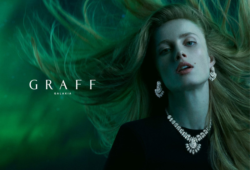 Rianne Van Rompaey featured in  the Graff Diamonds Graff Galaxia High Jewelry 2024 Campaign advertisement for Spring/Summer 2024