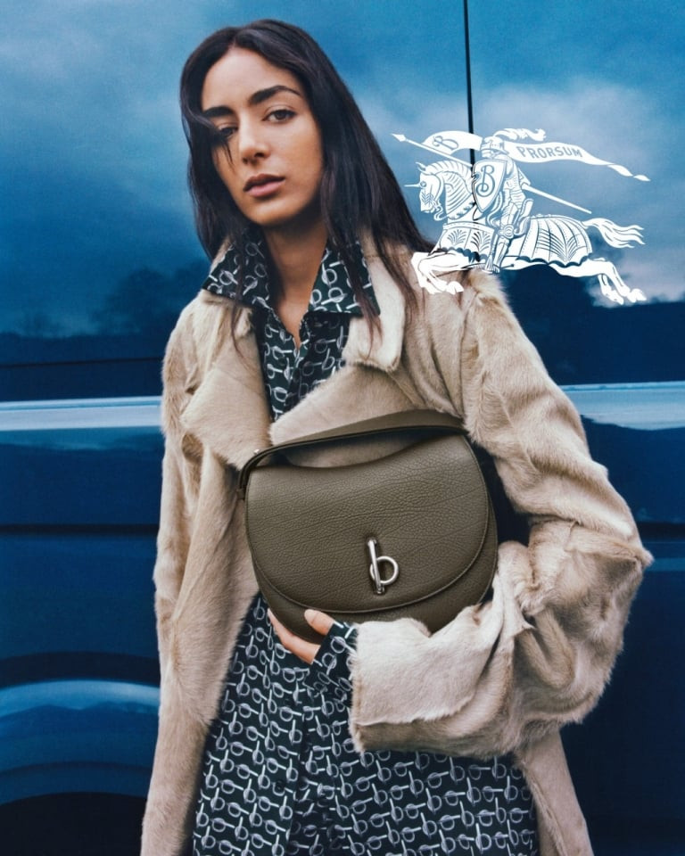 Nora Attal featured in  the Burberry Burberry Rocking Horse Bag 2024 Campaign advertisement for Summer 2024