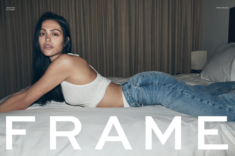 Amelia Gray Hamlin featured in  the Frame Denim advertisement for Spring/Summer 2024