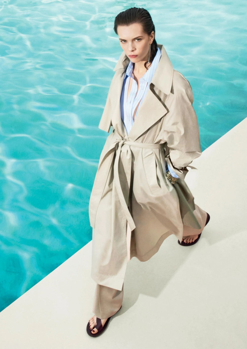 Anok Yai featured in  the Victoria Beckham X Mango 2024 Campaign advertisement for Spring/Summer 2024