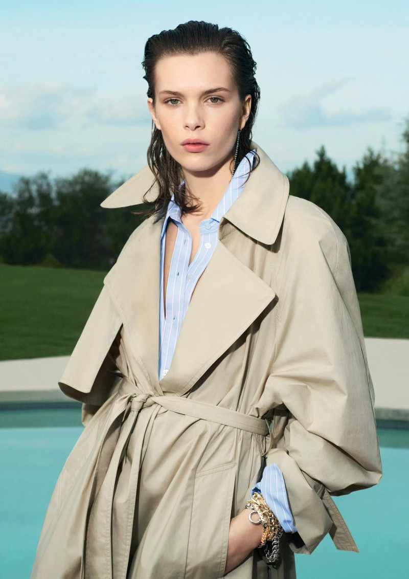 Anok Yai featured in  the Victoria Beckham X Mango 2024 Campaign advertisement for Spring/Summer 2024