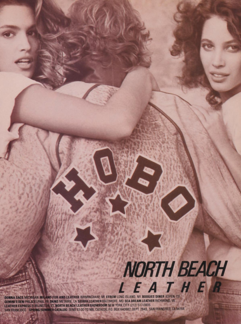 Christy Turlington featured in  the North Beach Leather advertisement for Fall 1987