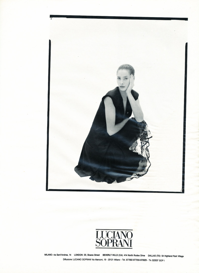 Christy Turlington featured in  the Luciano Soprani advertisement for Autumn/Winter 1987