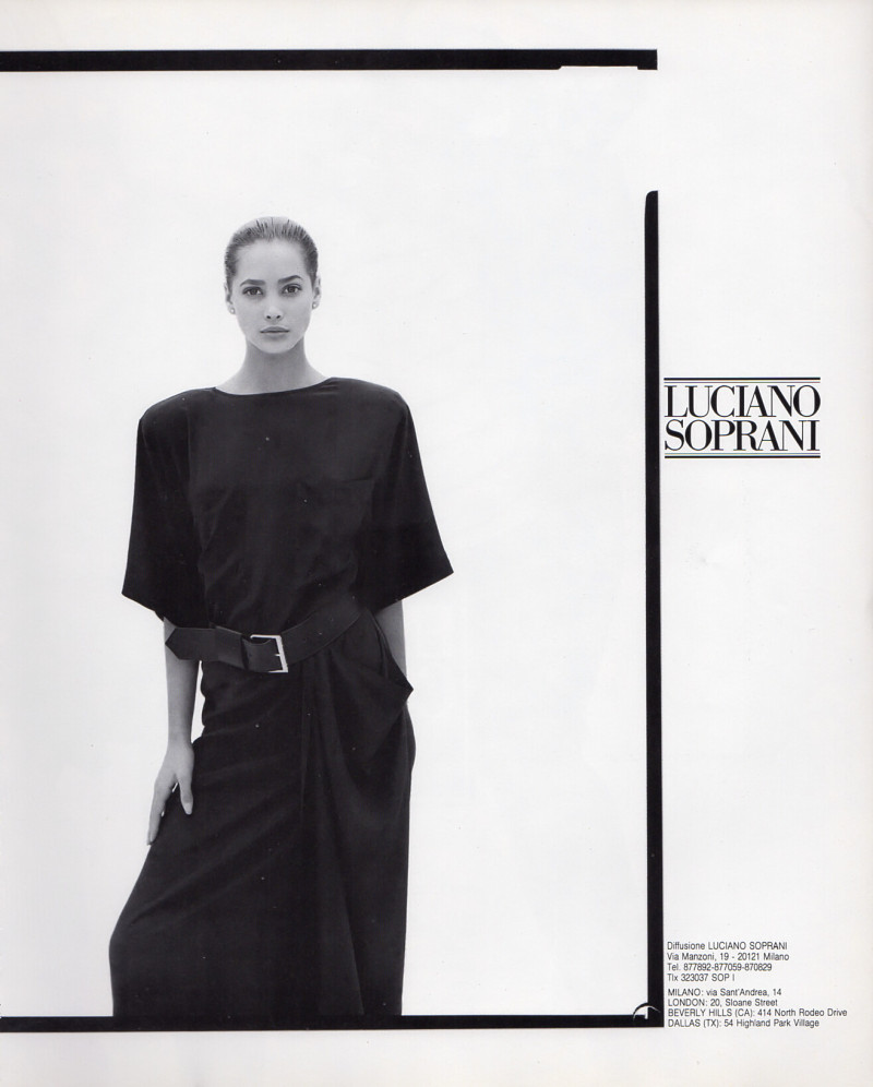 Christy Turlington featured in  the Luciano Soprani advertisement for Autumn/Winter 1987