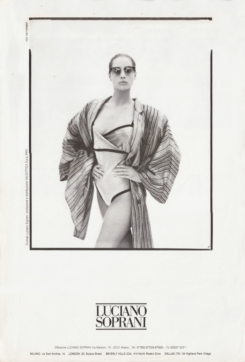 Christy Turlington featured in  the Luciano Soprani advertisement for Autumn/Winter 1987