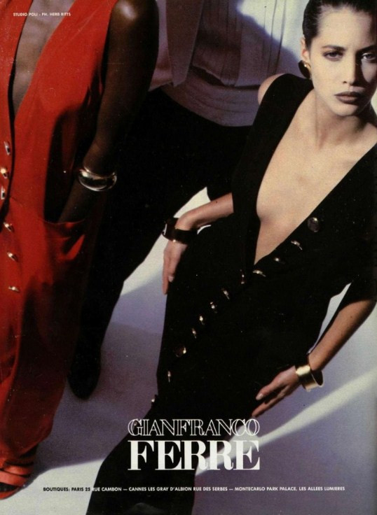 Christy Turlington featured in  the Gianfranco Ferré advertisement for Spring/Summer 1987