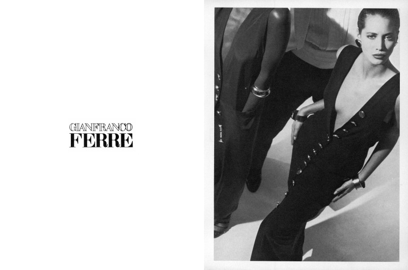 Christy Turlington featured in  the Gianfranco Ferré advertisement for Spring/Summer 1987