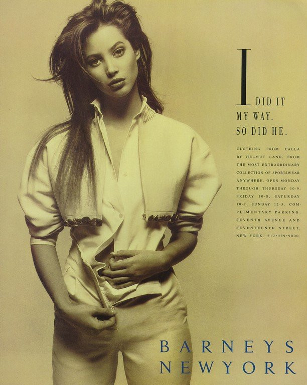 Christy Turlington featured in  the Barneys New York advertisement for Autumn/Winter 1987