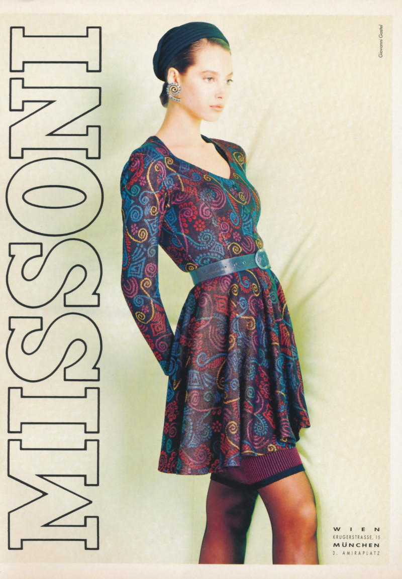 Christy Turlington featured in  the Missoni advertisement for Spring/Summer 1988