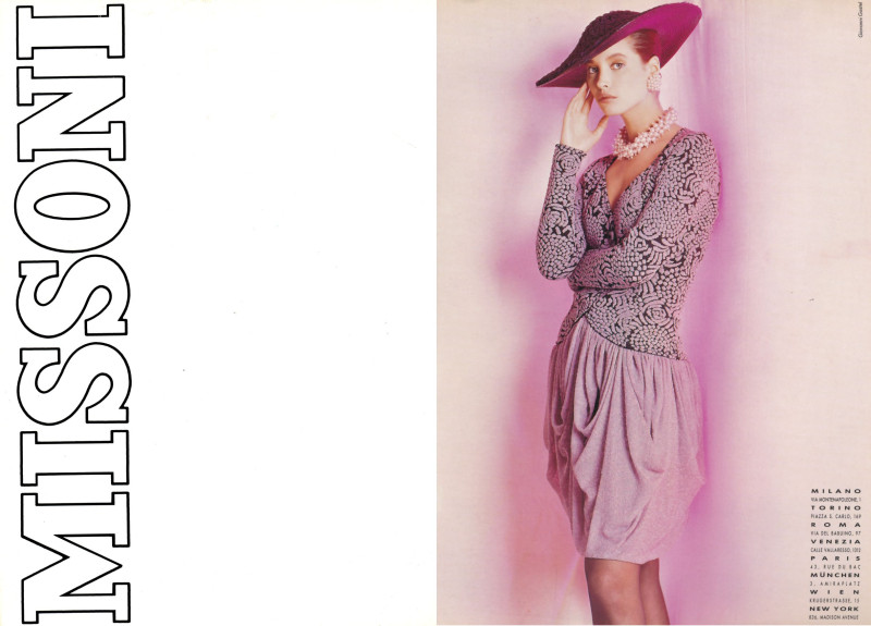 Christy Turlington featured in  the Missoni advertisement for Spring/Summer 1988