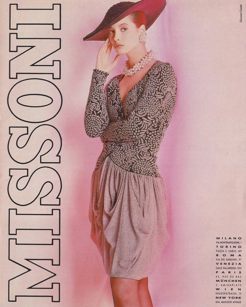 Christy Turlington featured in  the Missoni advertisement for Spring/Summer 1988