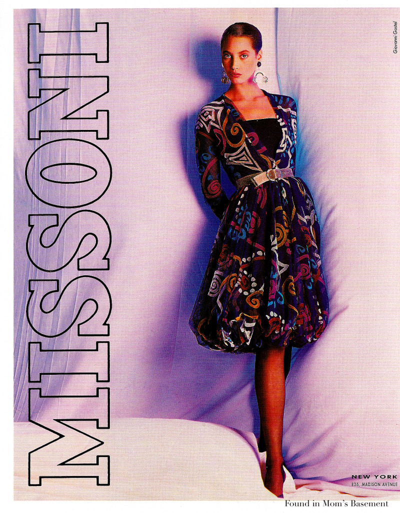 Christy Turlington featured in  the Missoni advertisement for Spring/Summer 1988