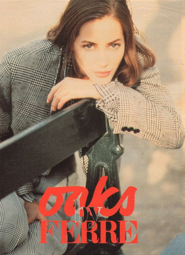 Christy Turlington featured in  the Gianfranco Ferré Oaks advertisement for Autumn/Winter 1990