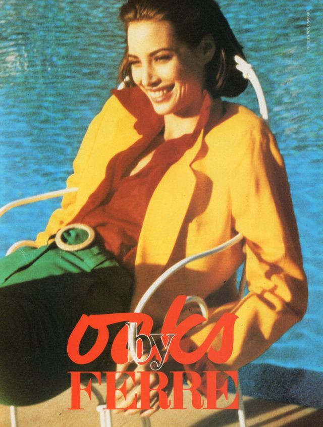 Christy Turlington featured in  the Gianfranco Ferré Oaks advertisement for Autumn/Winter 1990