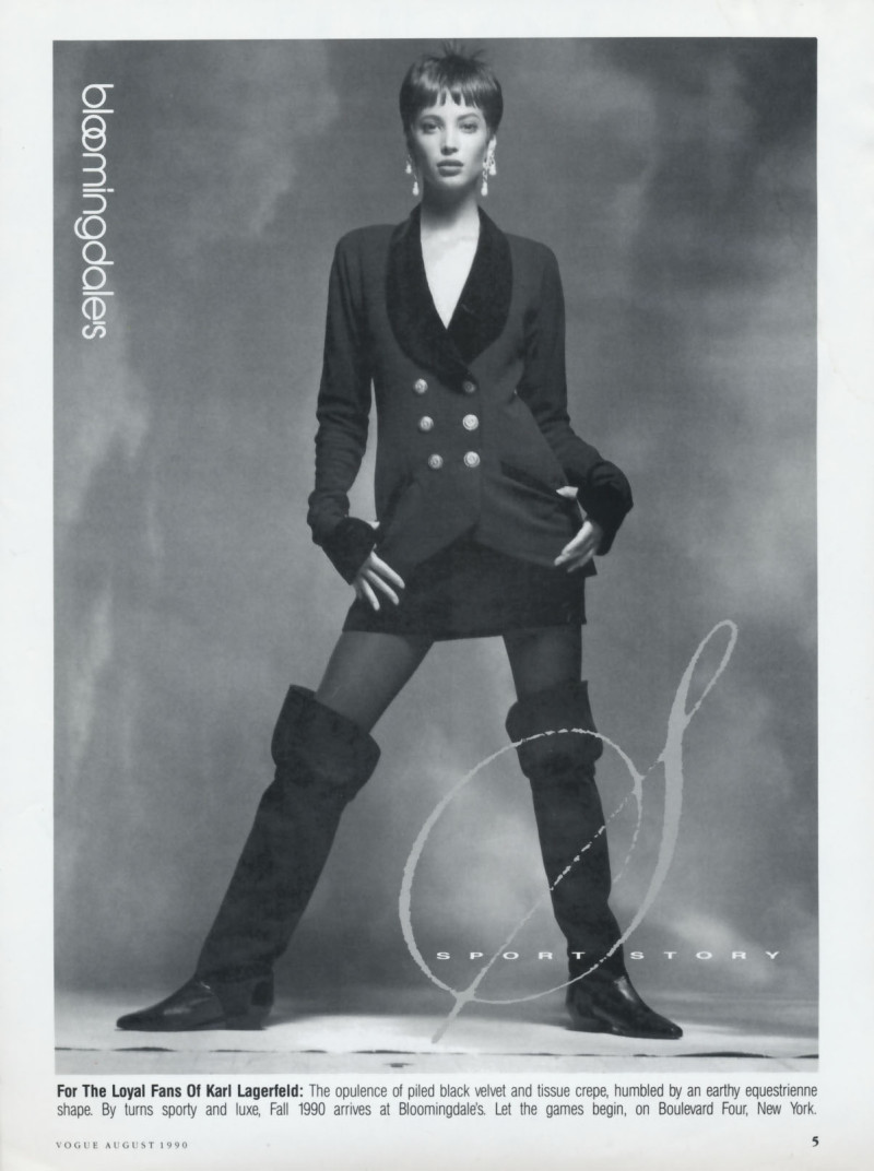 Christy Turlington featured in  the Bloomingdales advertisement for Autumn/Winter 1990