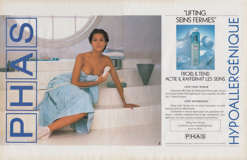 Christy Turlington featured in  the PHAS advertisement for Spring/Summer 1991