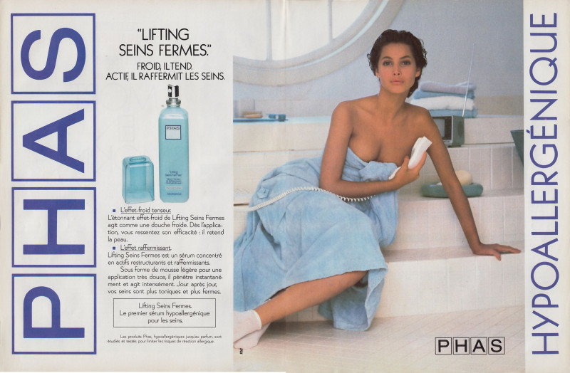 Christy Turlington featured in  the PHAS advertisement for Spring/Summer 1991