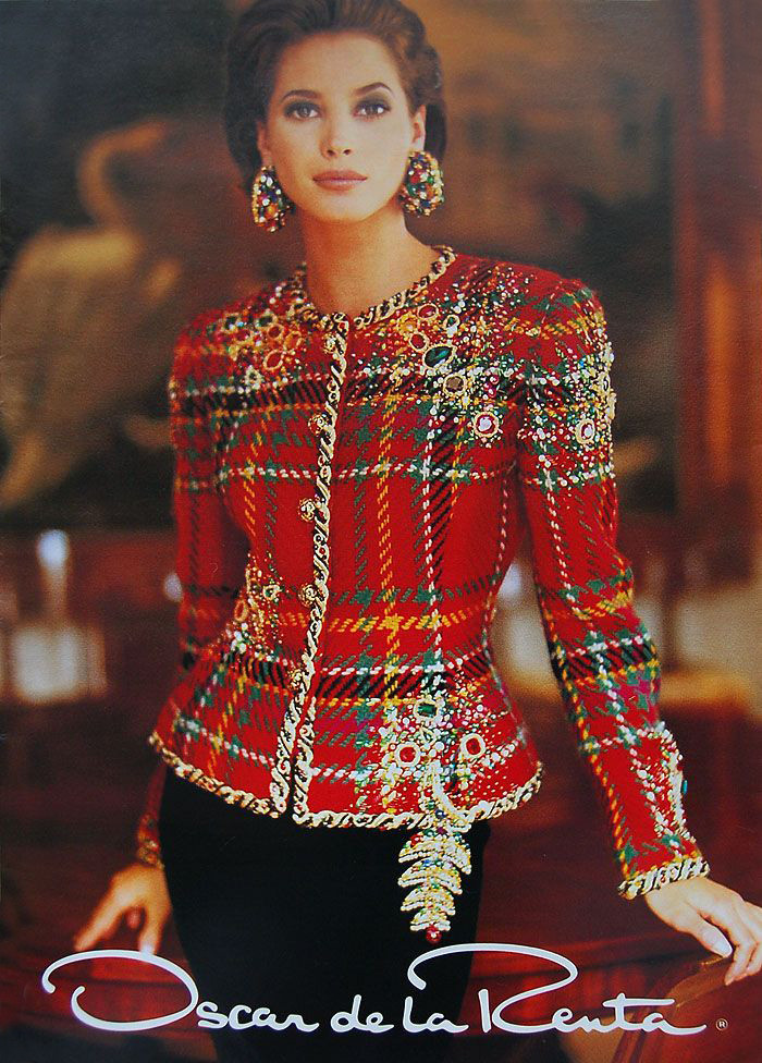 Christy Turlington featured in  the Oscar de la Renta advertisement for Autumn/Winter 1991