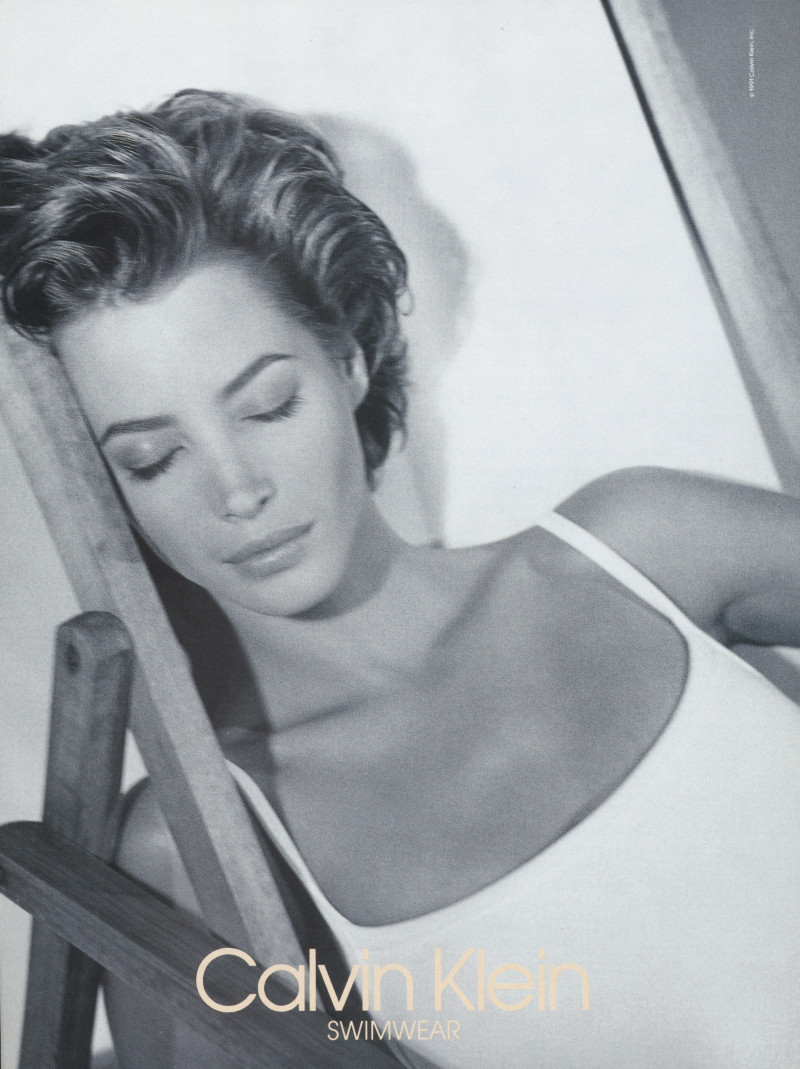 Christy Turlington featured in  the Calvin Klein Swimwear advertisement for Spring/Summer 1991