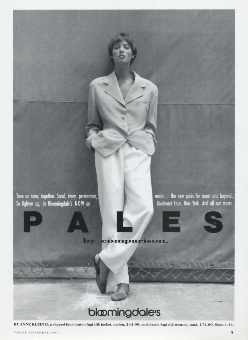 Christy Turlington featured in  the Bloomingdales advertisement for Spring/Summer 1991