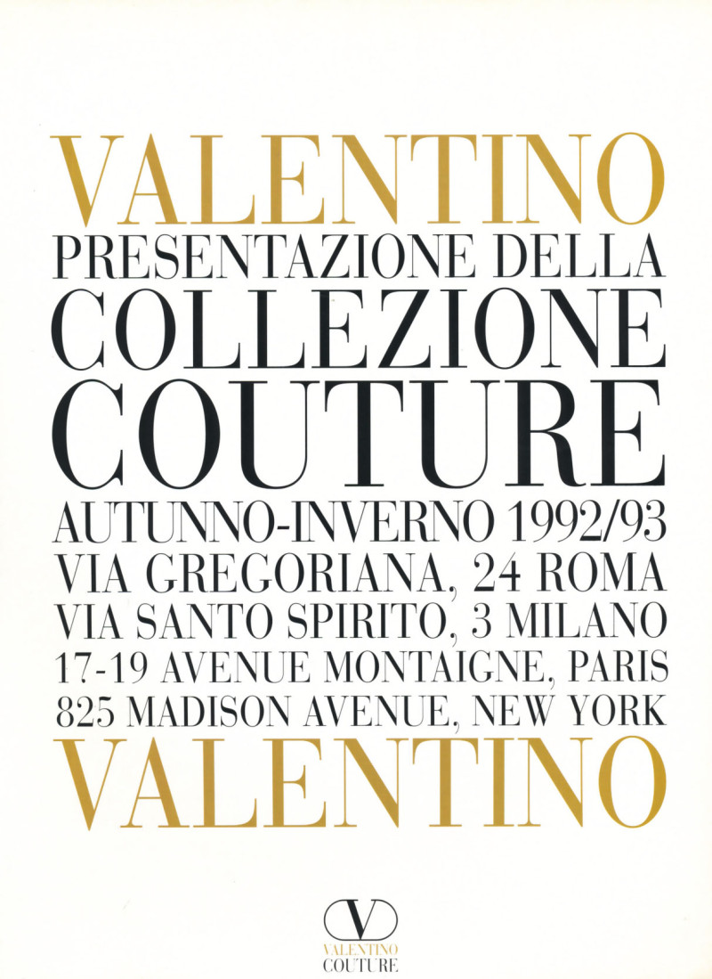 Valentino Couture advertisement for Autumn/Winter 1992