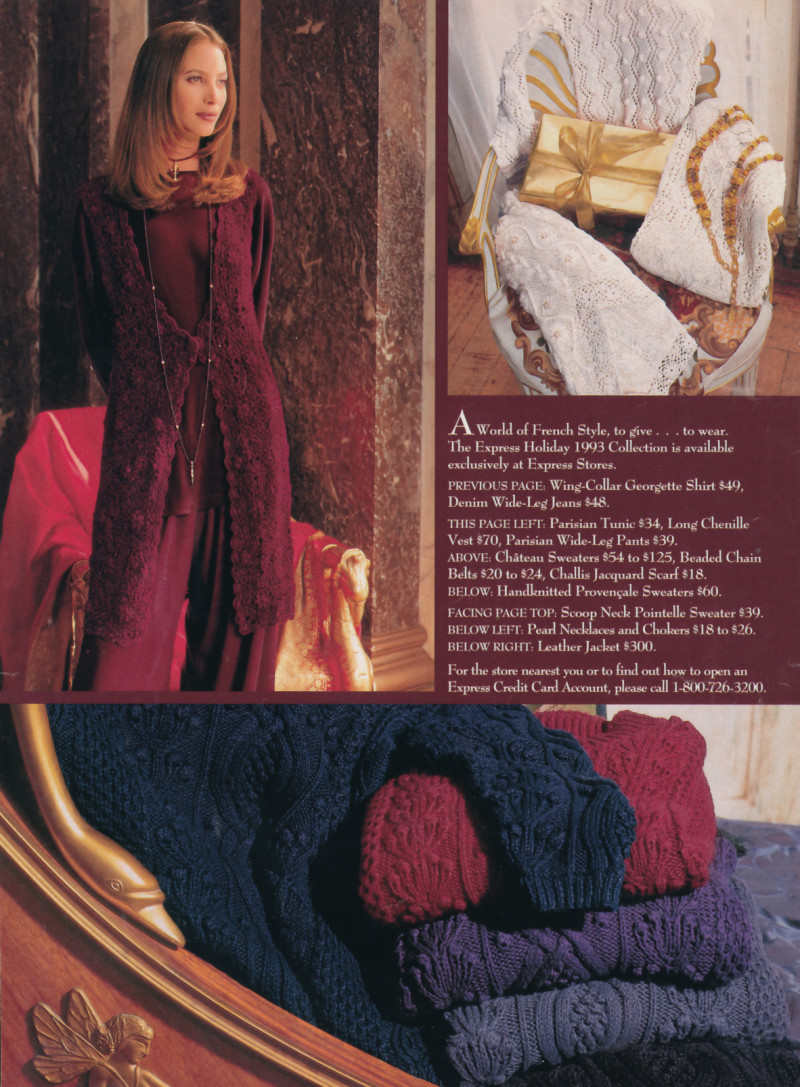 Christy Turlington featured in  the Express advertisement for Holiday 1993