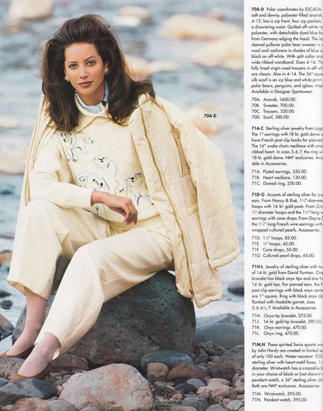 Christy Turlington featured in  the Neiman Marcus advertisement for Christmas 1993