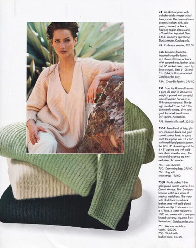 Christy Turlington featured in  the Neiman Marcus advertisement for Christmas 1993