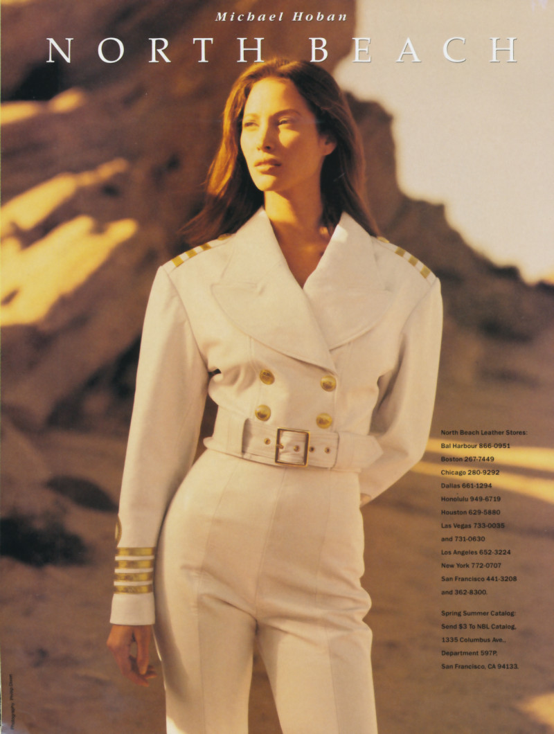 Christy Turlington featured in  the North Beach Leather advertisement for Spring/Summer 1993