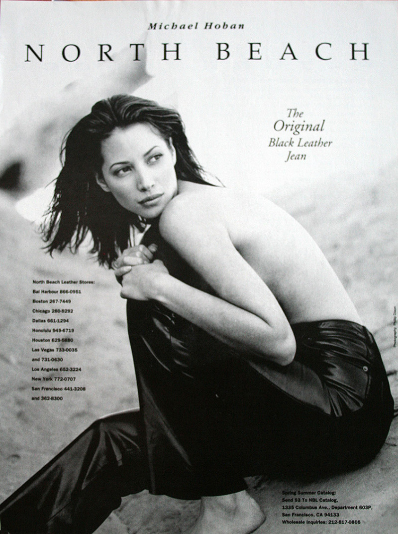 Christy Turlington featured in  the North Beach Leather advertisement for Spring/Summer 1993