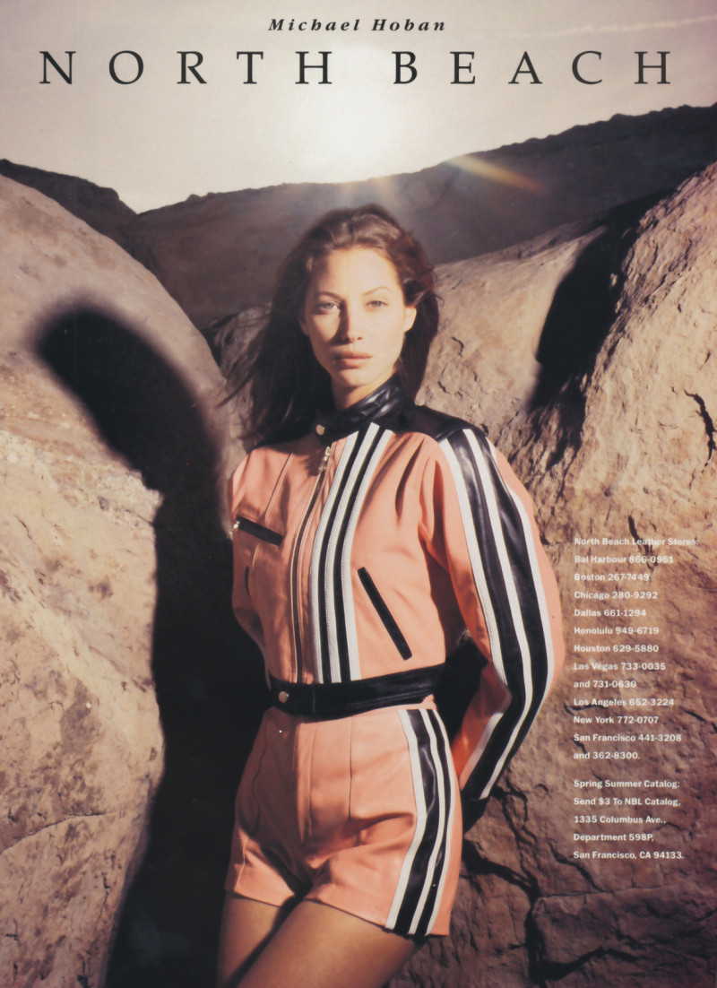 Christy Turlington featured in  the North Beach Leather advertisement for Spring/Summer 1993