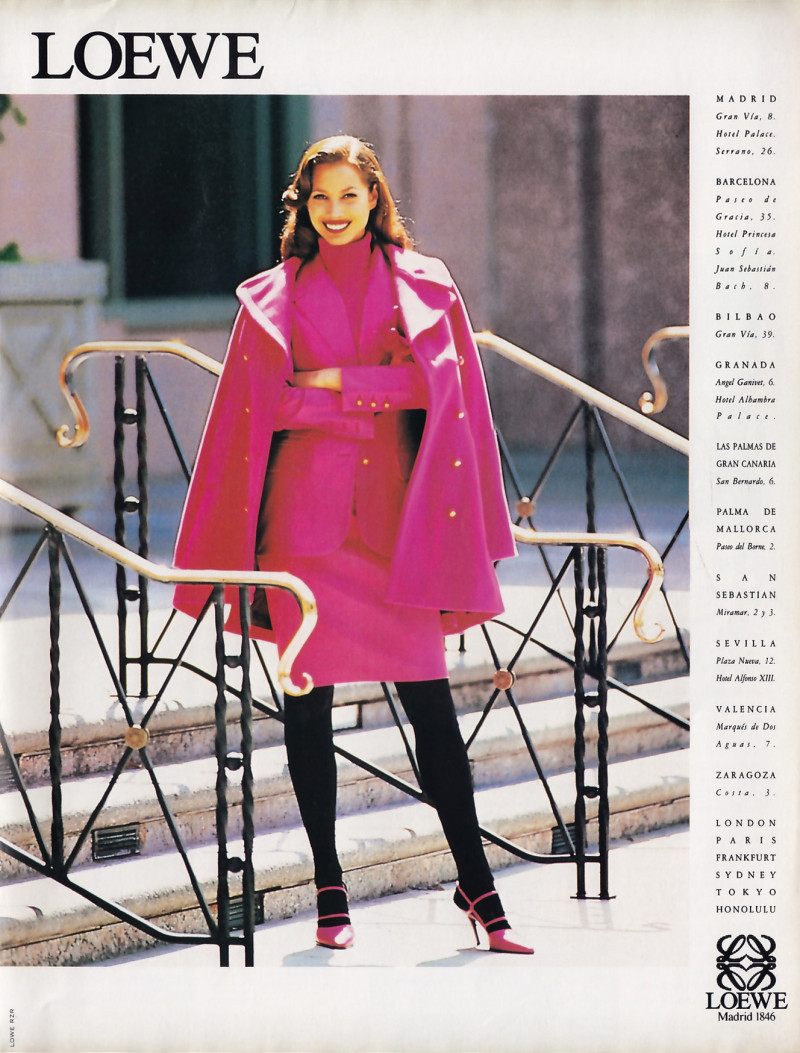 Christy Turlington featured in  the Loewe advertisement for Autumn/Winter 1995