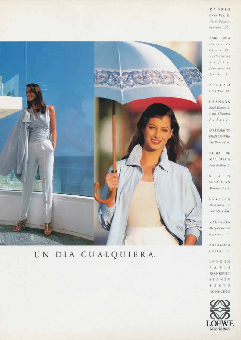 Christy Turlington featured in  the Loewe advertisement for Spring/Summer 1995