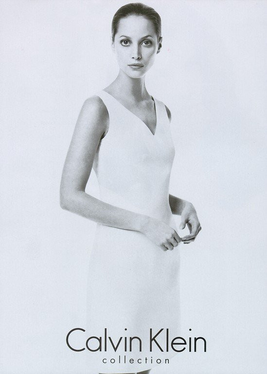 Christy Turlington featured in  the Calvin Klein advertisement for Spring/Summer 1996