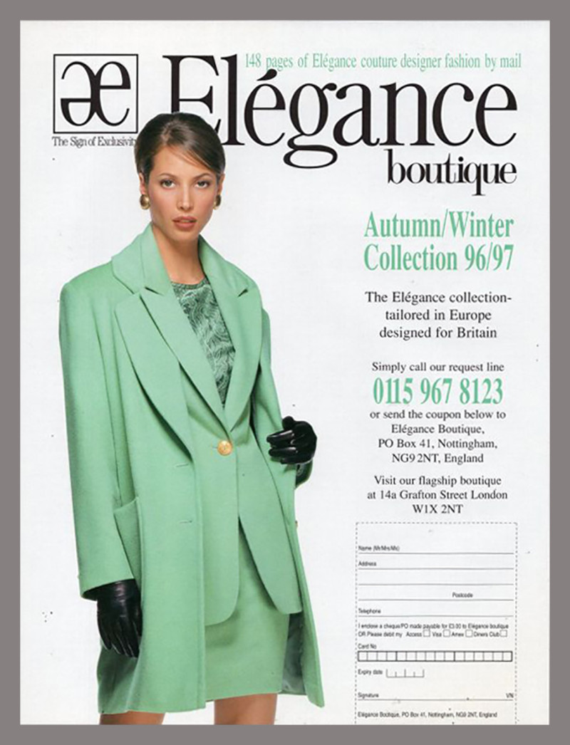 Christy Turlington featured in  the Elegance advertisement for Autumn/Winter 1996