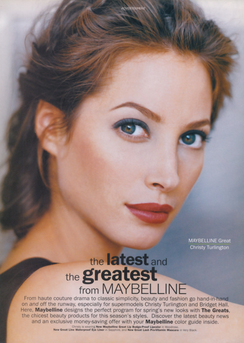 Christy Turlington featured in  the Maybelline advertisement for Autumn/Winter 1996