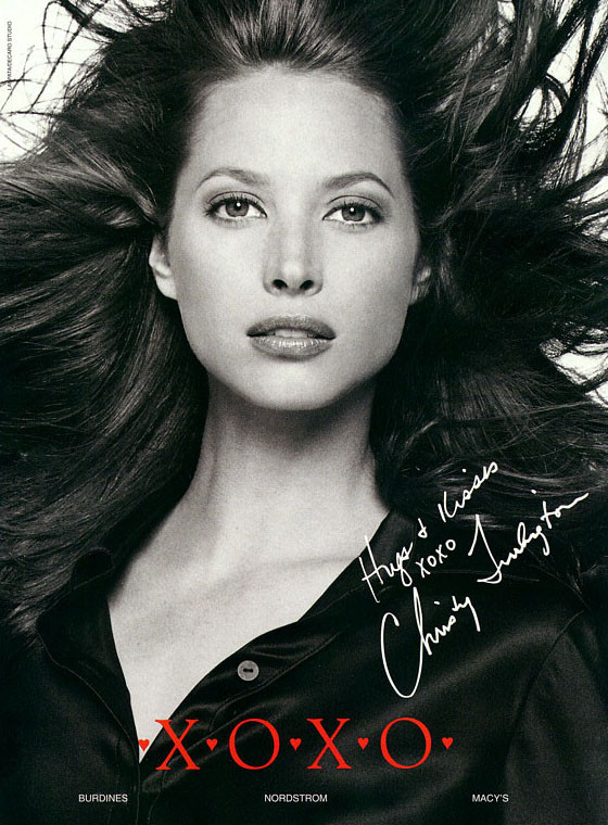Christy Turlington featured in  the XOXO advertisement for Autumn/Winter 1997