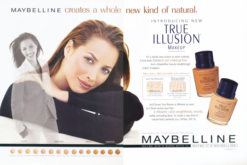 Christy Turlington featured in  the Maybelline advertisement for Autumn/Winter 1998