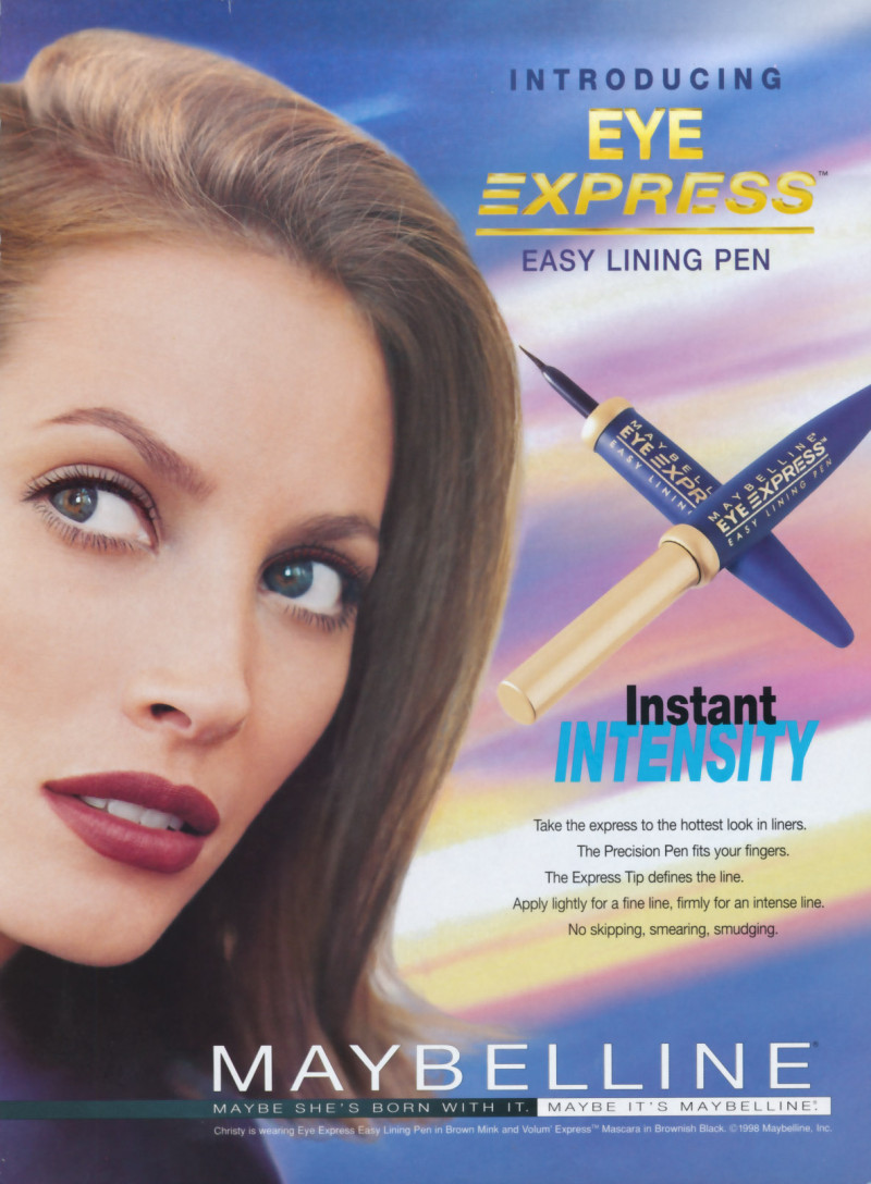 Christy Turlington featured in  the Maybelline advertisement for Autumn/Winter 1998