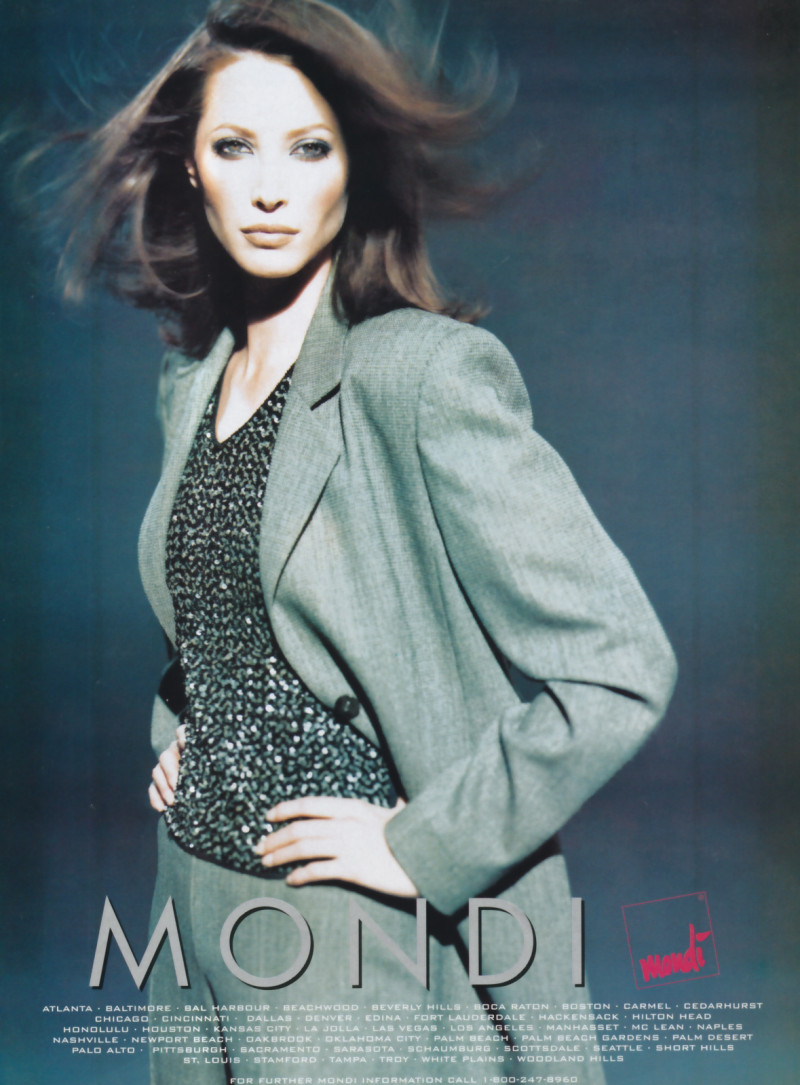 Christy Turlington featured in  the mondi advertisement for Autumn/Winter 1998