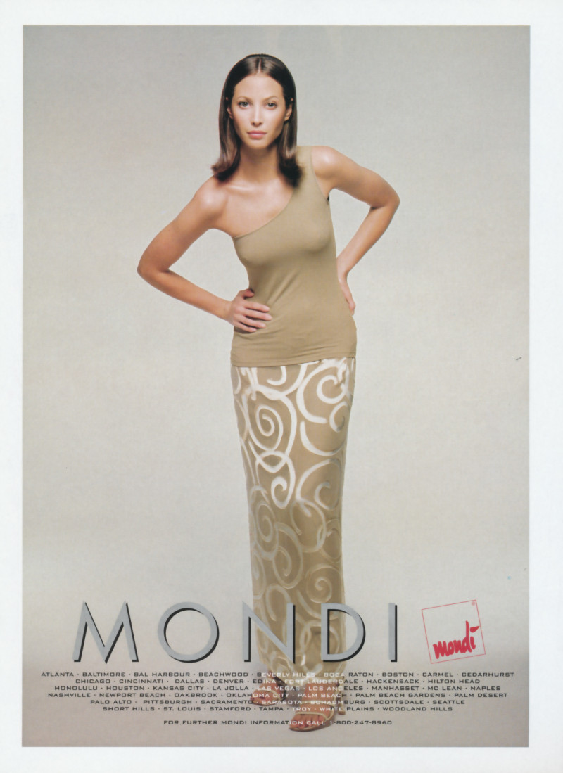 Christy Turlington featured in  the mondi advertisement for Spring/Summer 1998