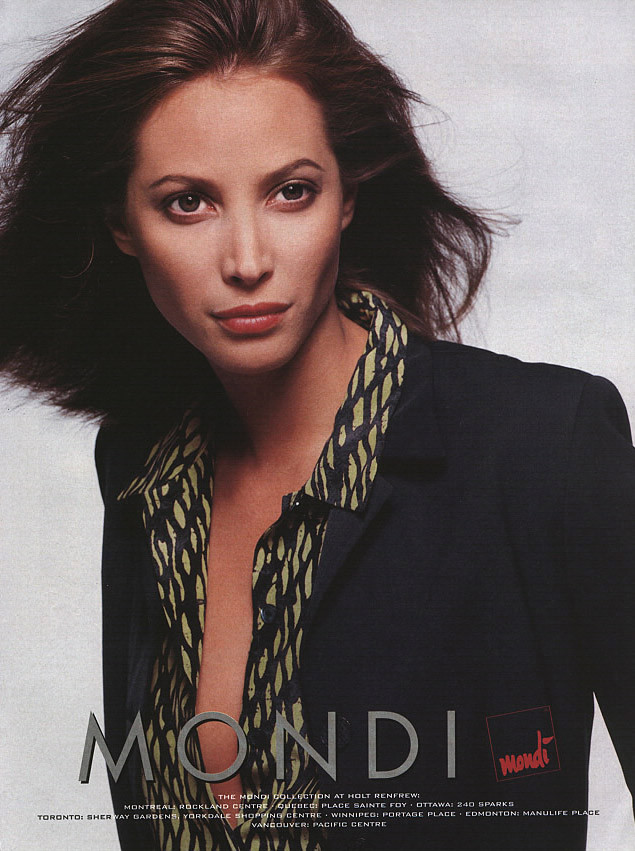 Christy Turlington featured in  the mondi advertisement for Spring/Summer 1998